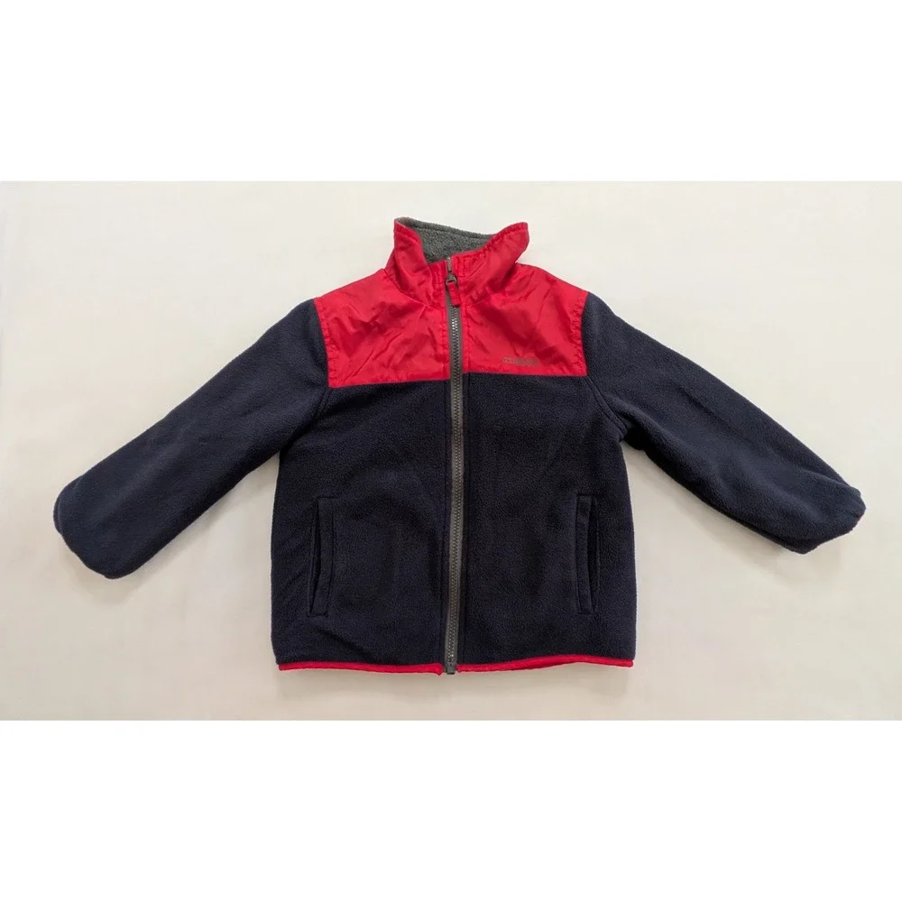 OSHKOSH B'GOSH Boys Blue & Red Reversible Fleece Jacket Small (8-10) - No Size